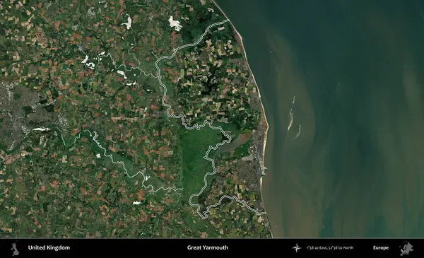 Yüce Yarmouth. Birleşik Krallık 'ın idari bölgesini A uydusundan gösteren bir görüntü.