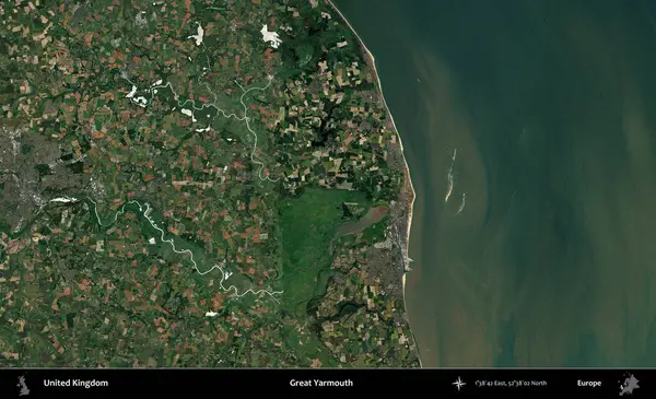 Yüce Yarmouth. Birleşik Krallık 'ın idari alanı bir uydu görüntüsü üzerinde