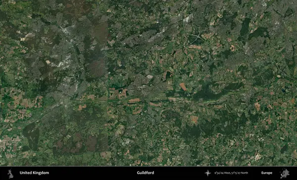 Guildford. Birleşik Krallık 'ın idari alanı bir uydu görüntüsü üzerinde