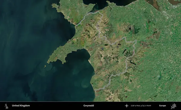Gwynedd. Birleşik Krallık 'ın idari bölgesini A uydusundan gösteren bir görüntü.