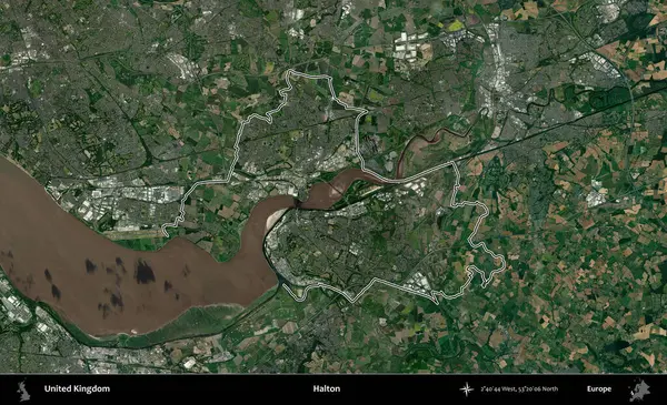 Halton. Birleşik Krallık 'ın idari bölgesini A uydusundan gösteren bir görüntü.