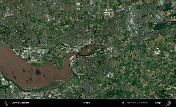 Halton. Birleşik Krallık 'ın idari alanı bir uydu görüntüsü üzerinde