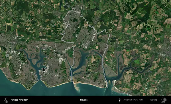Havant. Birleşik Krallık 'ın idari bölgesini A uydusundan gösteren bir görüntü.
