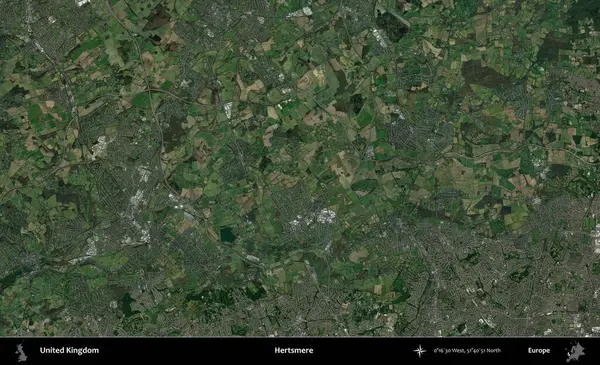 Hertsmere. Birleşik Krallık 'ın idari alanı bir uydu görüntüsü üzerinde