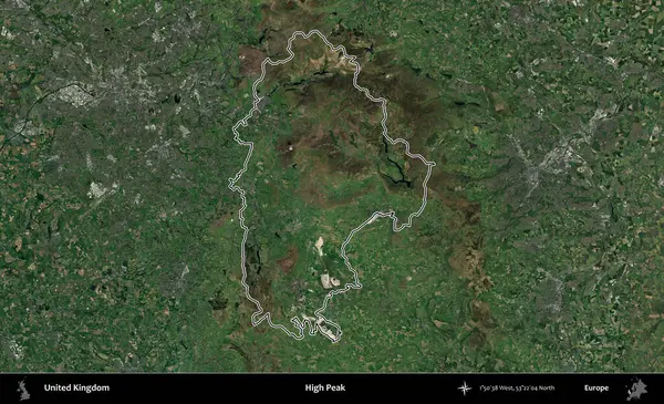 Yüksek Tepe. Birleşik Krallık 'ın idari bölgesini A uydusundan gösteren bir görüntü.