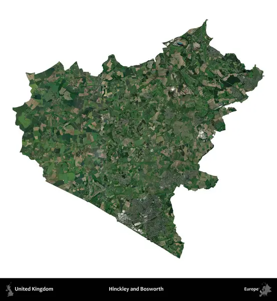 Hinckley ve Bosworth. Birleşik Krallık 'ın idari alanı uydudan beyaza izole edildi.