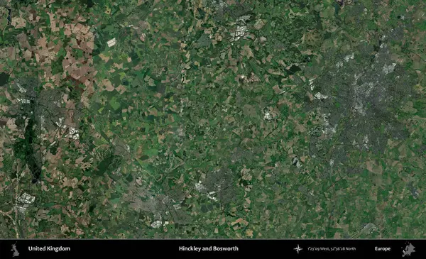 Hinckley ve Bosworth. Birleşik Krallık 'ın idari alanı bir uydu görüntüsü üzerinde