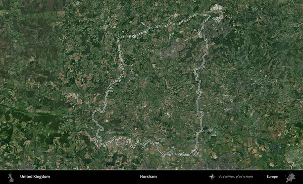 Horsham. Birleşik Krallık 'ın idari bölgesini A uydusundan gösteren bir görüntü.