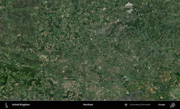 Horsham. Birleşik Krallık 'ın idari alanı bir uydu görüntüsü üzerinde
