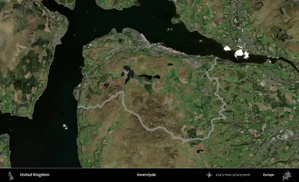 Inverclyde. Birleşik Krallık 'ın idari bölgesini A uydusundan gösteren bir görüntü.