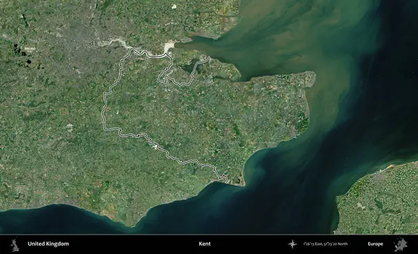 Kent. Birleşik Krallık 'ın idari bölgesini A uydusundan gösteren bir görüntü.