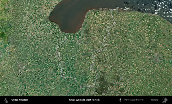 King 's Lynn ve West Norfolk. Birleşik Krallık 'ın idari bölgesini A uydusundan gösteren bir görüntü.