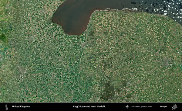 King 's Lynn ve West Norfolk. Birleşik Krallık 'ın idari alanı bir uydu görüntüsü üzerinde
