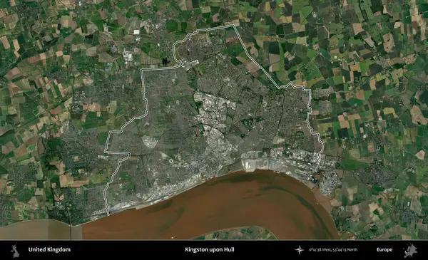 Kingston Hull 'da. Birleşik Krallık 'ın idari bölgesini A uydusundan gösteren bir görüntü.