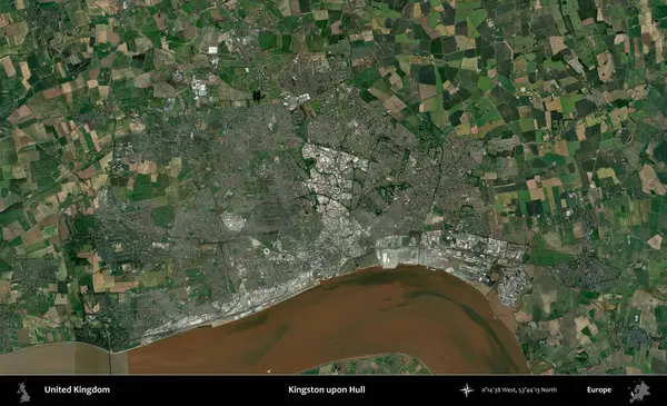 Kingston Hull 'da. Birleşik Krallık 'ın idari alanı bir uydu görüntüsü üzerinde