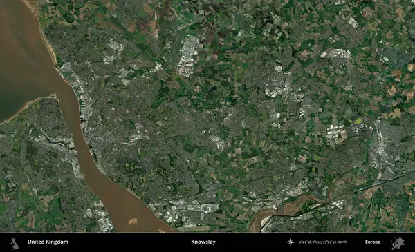 Knowsley. Birleşik Krallık 'ın idari alanı bir uydu görüntüsü üzerinde