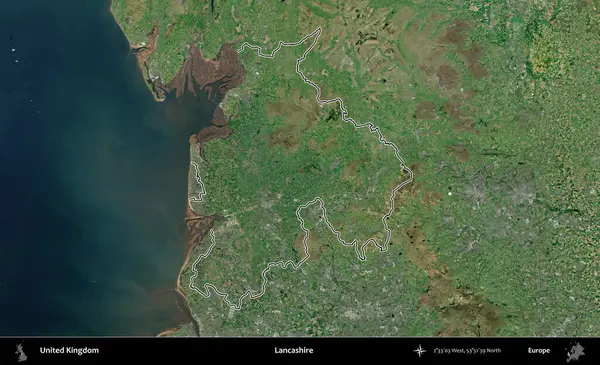 Lancashire. Birleşik Krallık 'ın idari bölgesini A uydusundan gösteren bir görüntü.