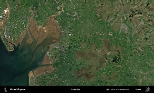 Lancaster. Birleşik Krallık 'ın idari alanı bir uydu görüntüsü üzerinde