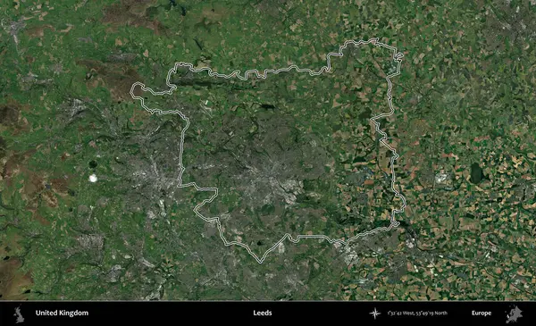 Leeds. Birleşik Krallık 'ın idari bölgesini A uydusundan gösteren bir görüntü.