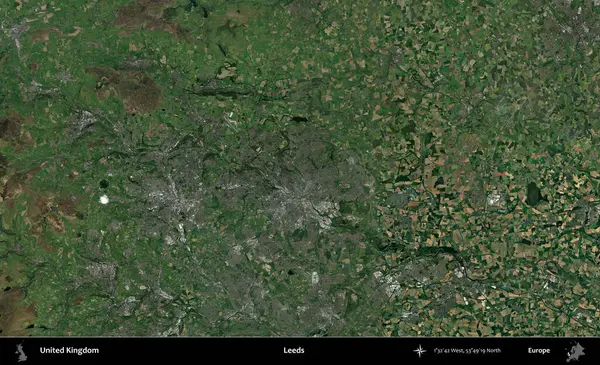 Leeds. Birleşik Krallık 'ın idari alanı bir uydu görüntüsü üzerinde