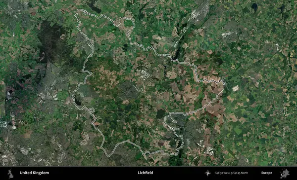 Lichfield 'da. Birleşik Krallık 'ın idari bölgesini A uydusundan gösteren bir görüntü.