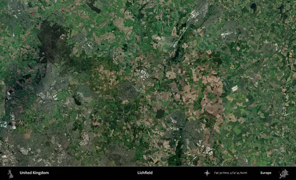 Lichfield 'da. Birleşik Krallık 'ın idari alanı bir uydu görüntüsü üzerinde