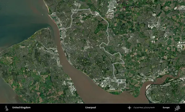 Liverpool 'da. Birleşik Krallık 'ın idari bölgesini A uydusundan gösteren bir görüntü.