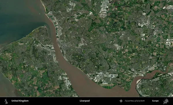 Liverpool 'da. Birleşik Krallık 'ın idari alanı bir uydu görüntüsü üzerinde