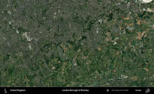 Bromley 'in Londra ilçesi. Birleşik Krallık 'ın idari alanı bir uydu görüntüsü üzerinde