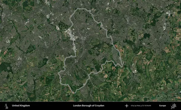 Croydon 'un Londra ilçesi. Birleşik Krallık 'ın idari bölgesini A uydusundan gösteren bir görüntü.