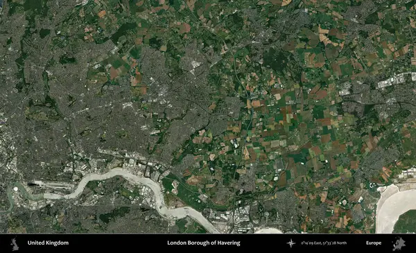Londra Havering İlçesi. Birleşik Krallık 'ın idari alanı bir uydu görüntüsü üzerinde