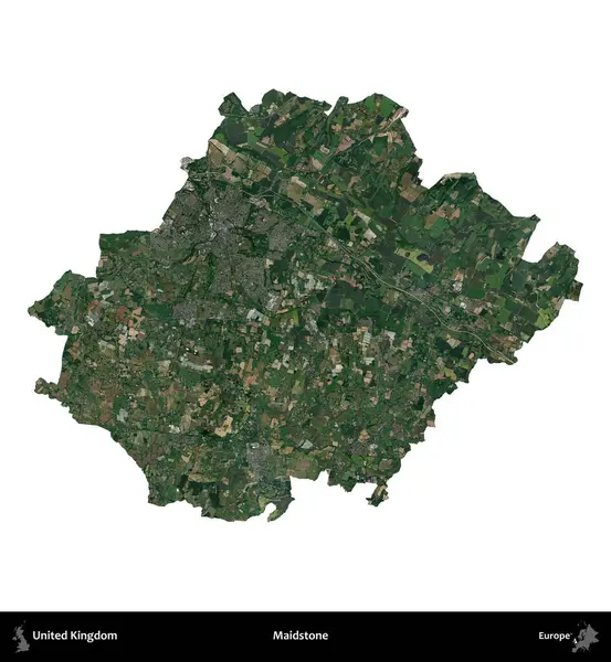 Maidstone. Birleşik Krallık 'ın idari alanı uydudan beyaza izole edildi.