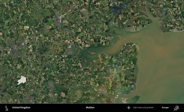 Maldon. Birleşik Krallık 'ın idari alanı bir uydu görüntüsü üzerinde