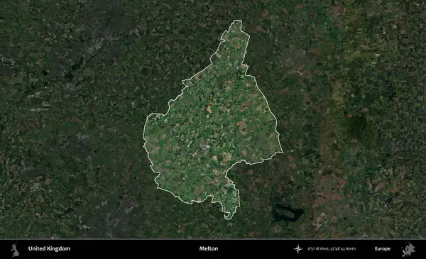 Melton. Birleşik Krallık 'ın idari alanı karartılmış bir uydu üzerinde vurgulanmış ve özetlenmiştir.
