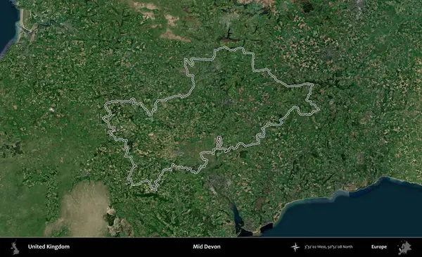 Devon 'ın ortası. Birleşik Krallık 'ın idari bölgesini A uydusundan gösteren bir görüntü.