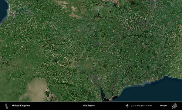 Devon 'ın ortası. Birleşik Krallık 'ın idari alanı bir uydu görüntüsü üzerinde