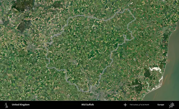 Suffolk 'un ortası. Birleşik Krallık 'ın idari bölgesini A uydusundan gösteren bir görüntü.