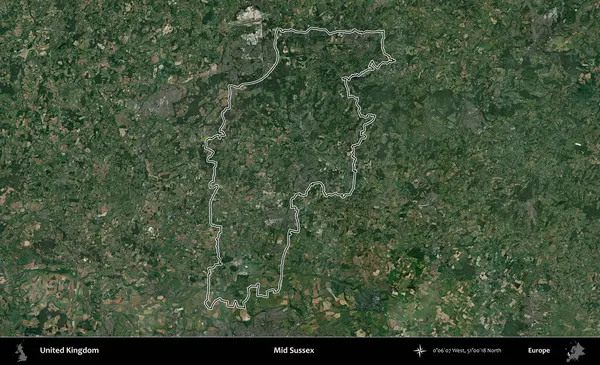 Sussex 'in ortasında. Birleşik Krallık 'ın idari bölgesini A uydusundan gösteren bir görüntü.