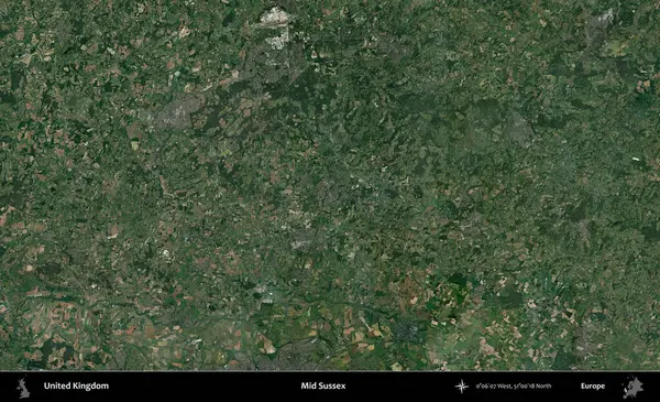 Sussex 'in ortasında. Birleşik Krallık 'ın idari alanı bir uydu görüntüsü üzerinde