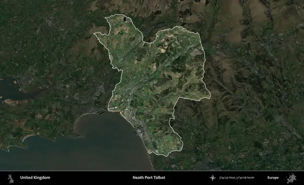 Talbot Limanı 'nın yanında. Birleşik Krallık 'ın idari alanı karartılmış bir uydu üzerinde vurgulanmış ve özetlenmiştir.