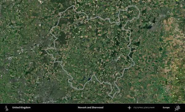 Newark ve Sherwood. Birleşik Krallık 'ın idari bölgesini A uydusundan gösteren bir görüntü.