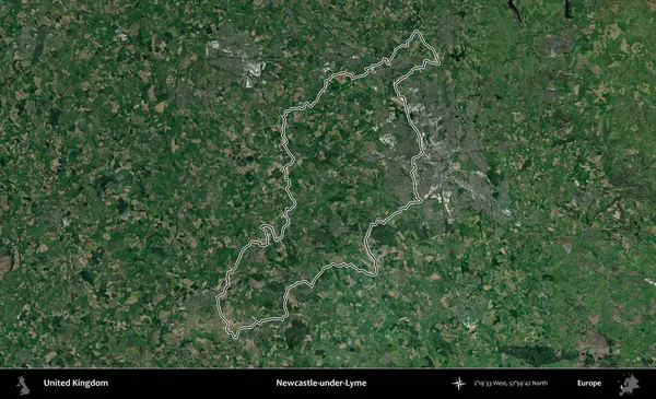 Adı Newcastle-under-Lyme. Birleşik Krallık 'ın idari bölgesini A uydusundan gösteren bir görüntü.