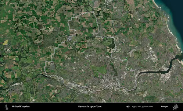 Newcastle Tyne 'da. Birleşik Krallık 'ın idari bölgesini A uydusundan gösteren bir görüntü.