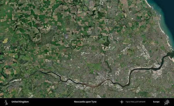 Newcastle Tyne 'da. Birleşik Krallık 'ın idari alanı bir uydu görüntüsü üzerinde