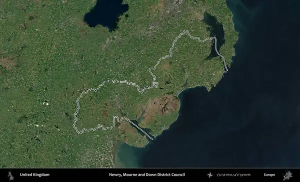 Newry, Mourne ve Down Bölge Konseyi. Birleşik Krallık 'ın idari bölgesini A uydusundan gösteren bir görüntü.