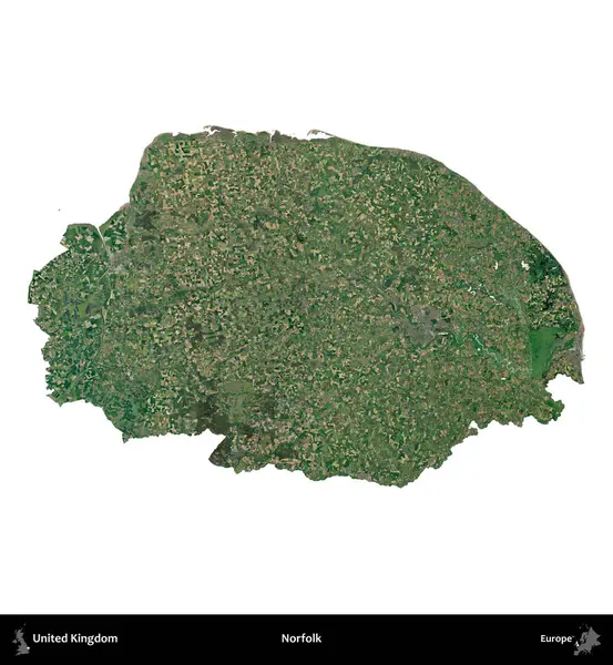 Norfolk. Birleşik Krallık 'ın idari alanı uydudan beyaza izole edildi.