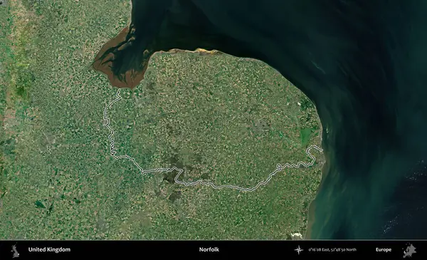 Norfolk. Birleşik Krallık 'ın idari bölgesini A uydusundan gösteren bir görüntü.