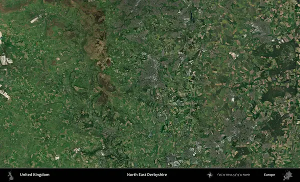 Kuzey Doğu Derbyshire. Birleşik Krallık 'ın idari alanı bir uydu görüntüsü üzerinde
