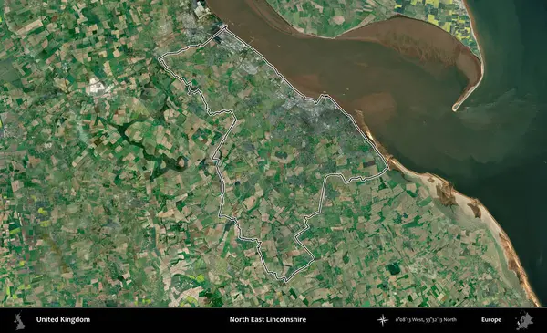 Kuzey Doğu Hughnshire. Birleşik Krallık 'ın idari bölgesini A uydusundan gösteren bir görüntü.