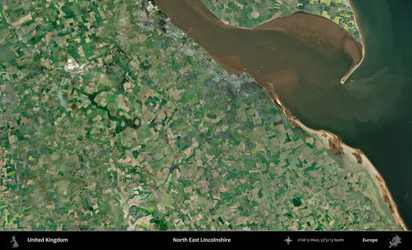 Kuzey Doğu Hughnshire. Birleşik Krallık 'ın idari alanı bir uydu görüntüsü üzerinde